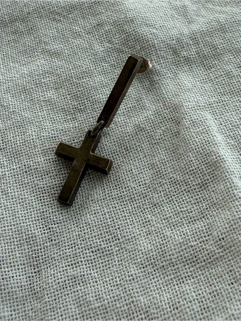 Men's silver Cross Pendant Earring - Single Stud